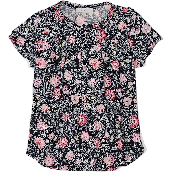 Tee-shirt Ann Taylor Loft Small - Imprimé Floral Rose, Coton, Occasion En Très Bon état 'Mint'