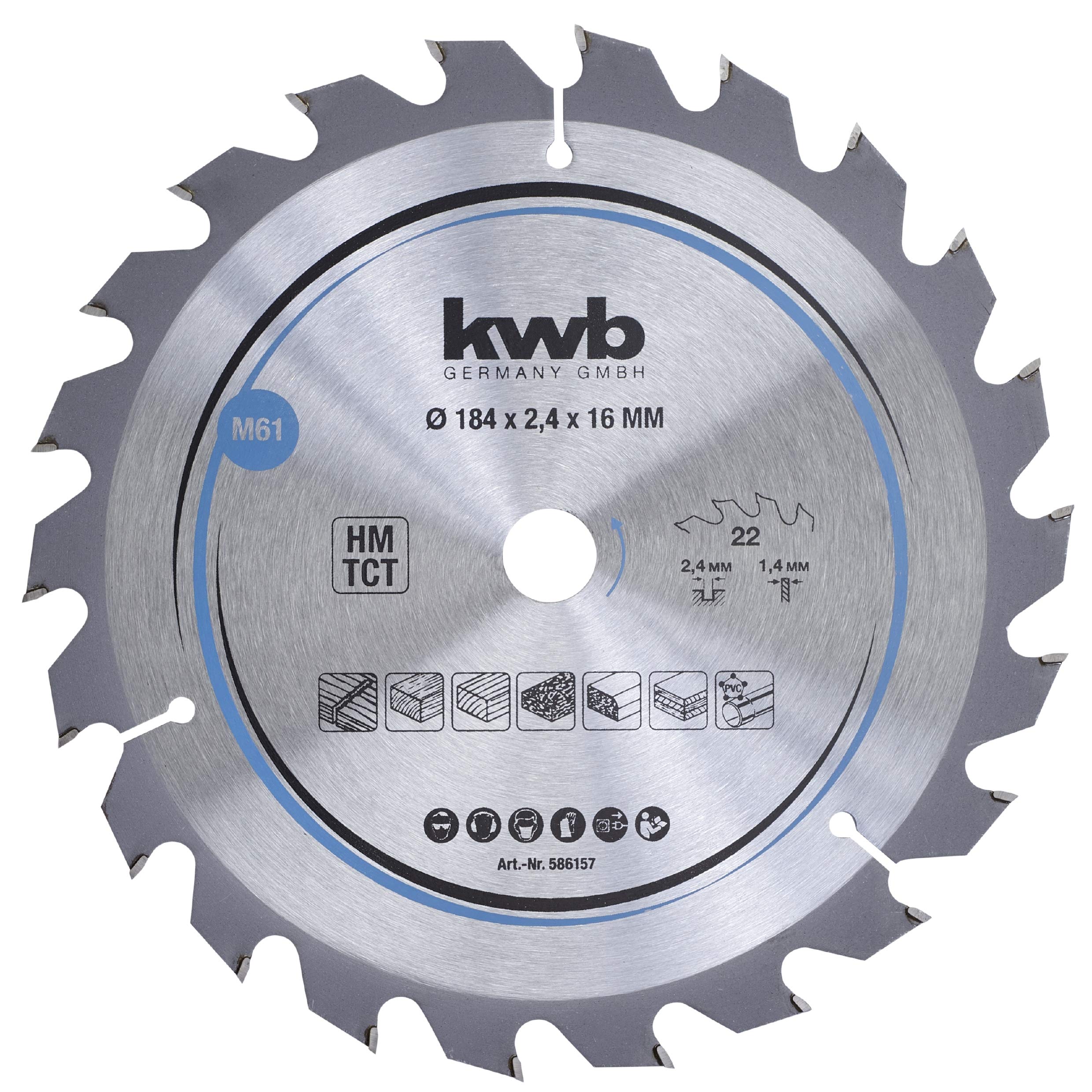 KWB Circular Saw Blade 184 X 16 MM | Fast Cut | for Soft and Hardwood, Carpenter Boards, and CHIPBOARDS