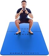 Karma Fitness Large Exercise Mat Extra Wide 80cm x 183cm x 10mm Blue
