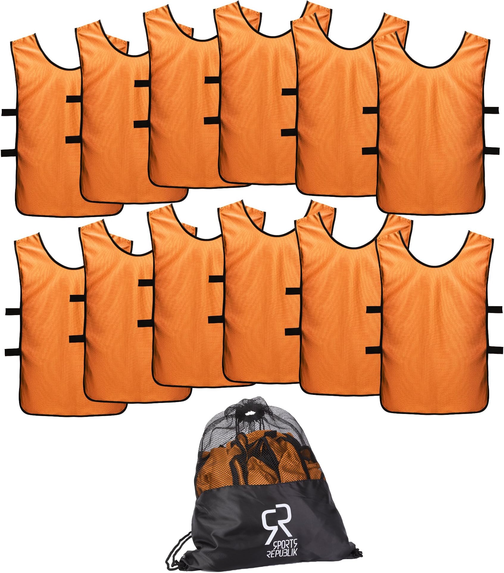 SportsRepublik Football Bibs for Juniors and Adults (12-Pack) | Perfect for Netball, Rugby or Football Training | Last Longer and Look Cooler | Training Bibs for Boys and Girls