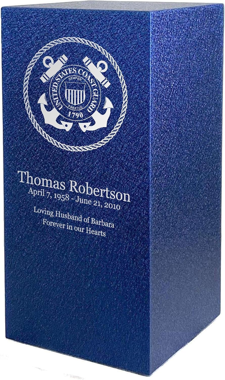 PERSONALIZED Engraved US Coast Guard Cremation Urn for