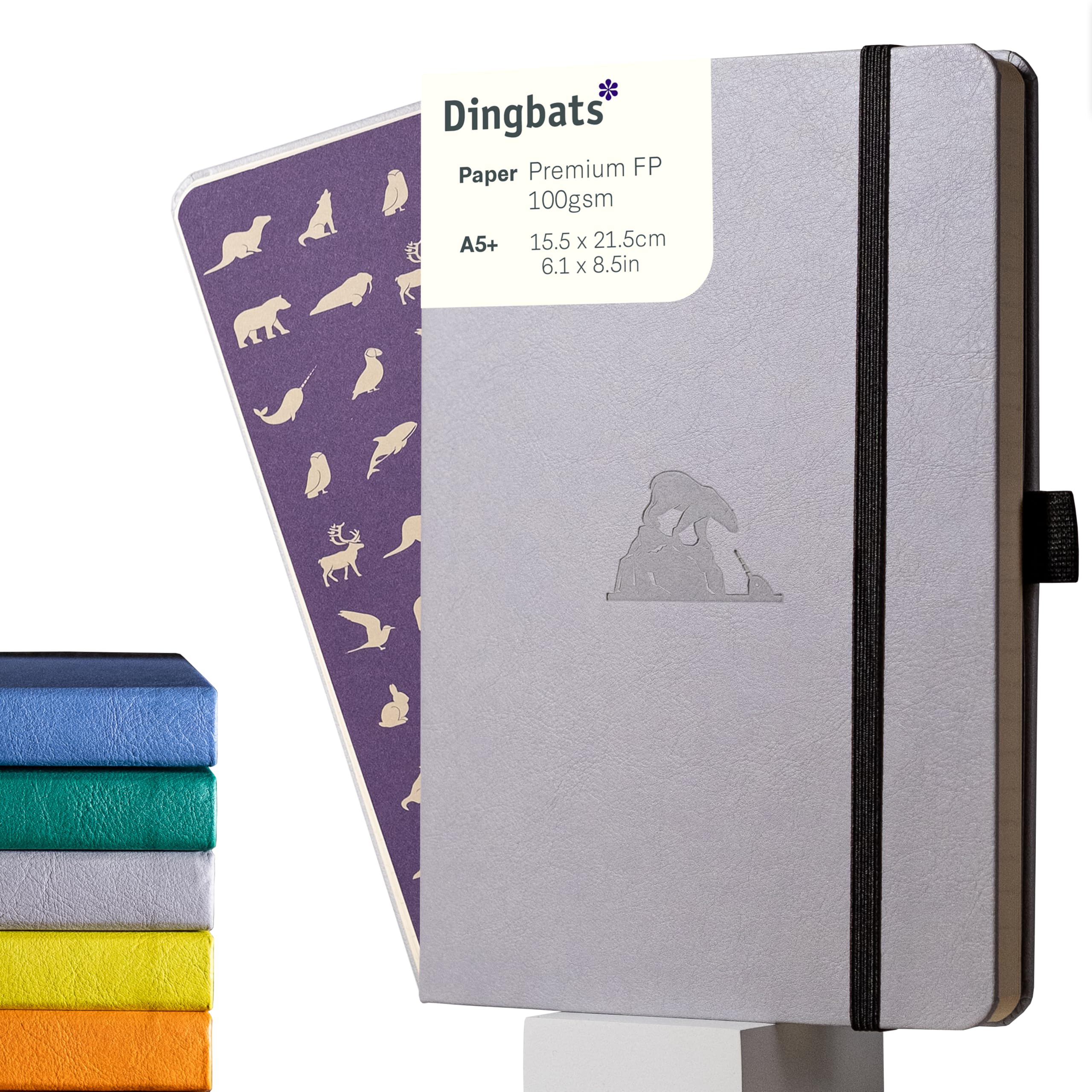 Dingbats* Earth Dotted Journal Notebook A5 - Vegan Leather, Hardcover, Ideal for Work, Travel - Pocket, Elastic Closure, Bookmark