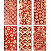Heavy Duty Chinese New Year Red Envelopes in Gold Foil, Red Pocket Envelopes Chinese Hong Bao Gift Lucky Money Envelopes, 6 Designs 18-Pack, 3.5 x 6.7 Inches (Gold)