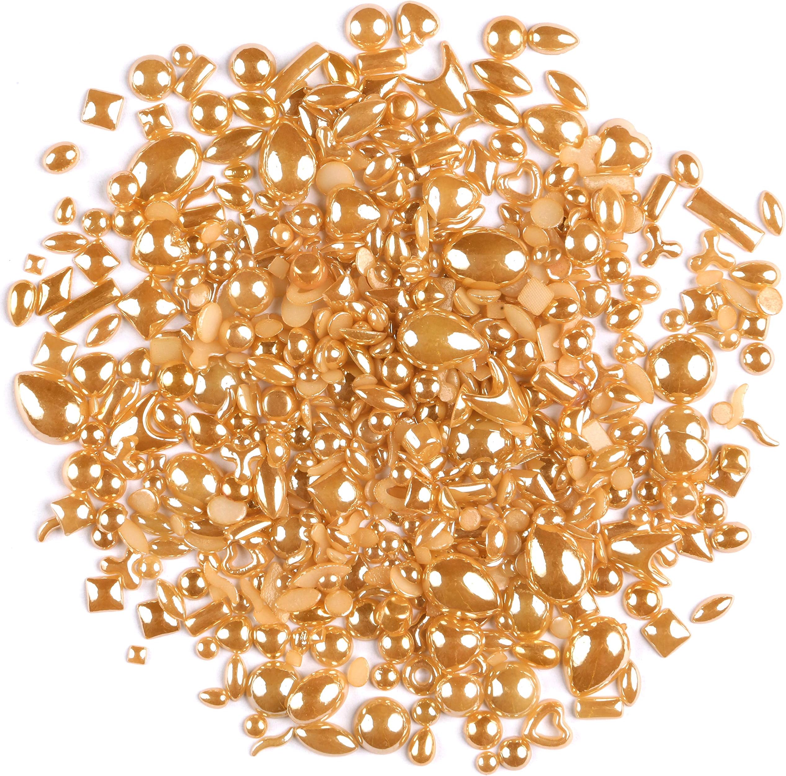100 Grams Gold Coloured Mixed Glass Confetti Pieces Pebbles 4-25mm for Arts and Crafts and Mosaics : Approx. 380 Pieces