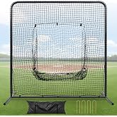 Seenelling 7ft x 7ft Baseball Hitting Net with Strike Zone, Steel Frame | Portable Carry Bag, Heavy Duty Steel Frame, Easy Setup, Batting &amp; Pitching Practice, Backyard Baseball Softball