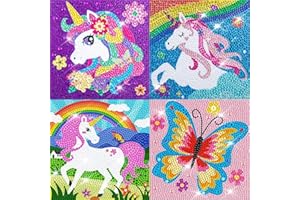 QEUOYSS 5D Diamond Art Kits for Kids Beginners Easy Kits Arts and Crafts for Kids Ages 8-12 Diamond Art Craft Set for Home Wall Decor (4 Pack f)