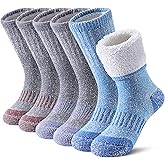 FNOVCO Kids Merino Wool Socks Boys Winter Warm Thick Thermal Cushion Hiking Socks 3 Pairs