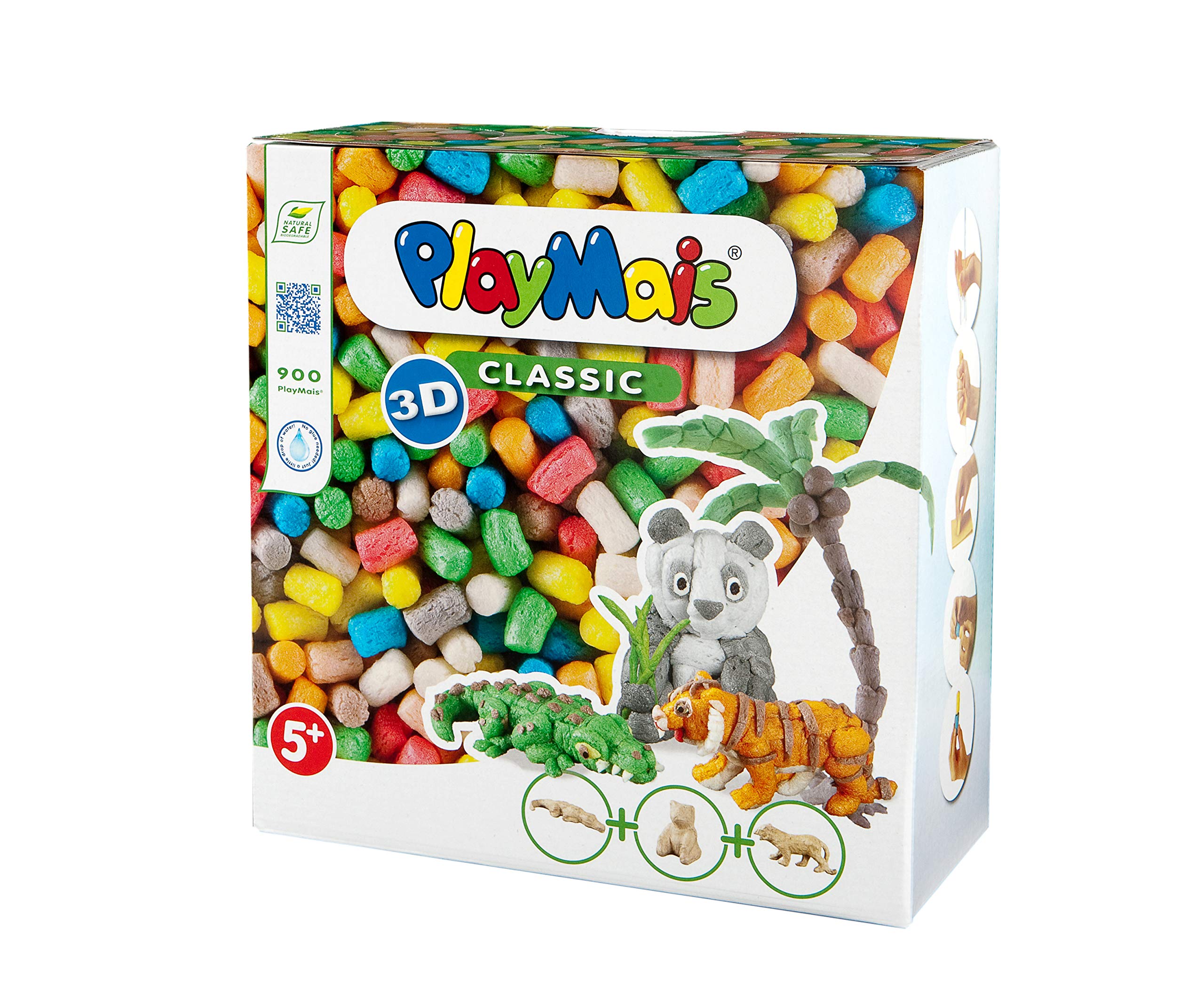 PlayMais 3D WILD ANIMALS crafting toy for kids aged 5 years | 900 PlayMais & paper maché animal figures to laminate | dexterity toys, natural toy set | stimulates creativity & motor skills