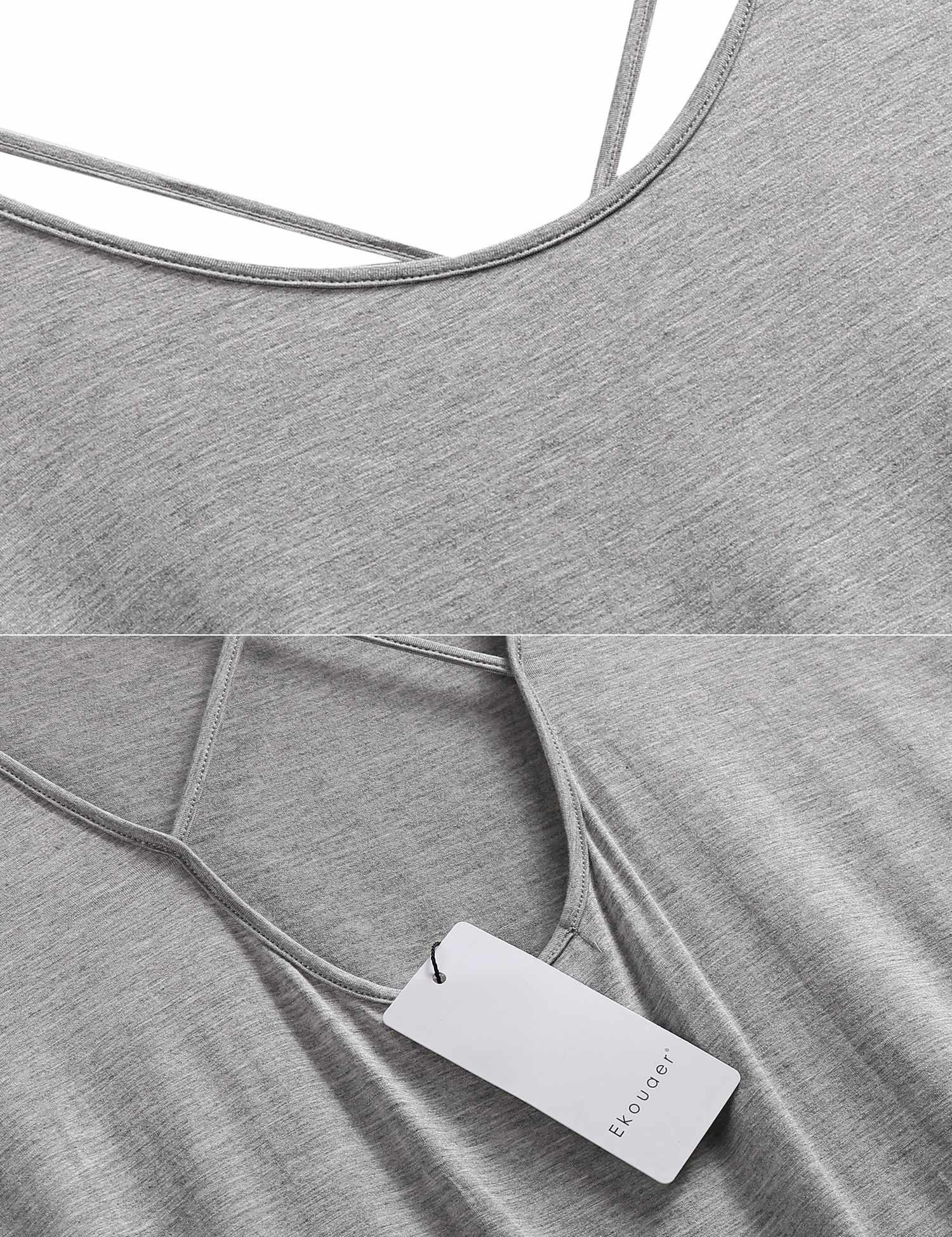 Ekouaer Women\'s Nightgown Sleepwear Sleep Shirt Sexy Cross Back Short Sleeve Nightshirt Pajama With Eyeshade S-XXL