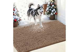 IM HOME Chenille Absorbent Outdoor Doormat 36" x 24", Washable Muddy Door Mats for Dog Non Slip Indoor Doormat Dog Mat for Muddy Paw Front Inside Doormats for Entryway Camel