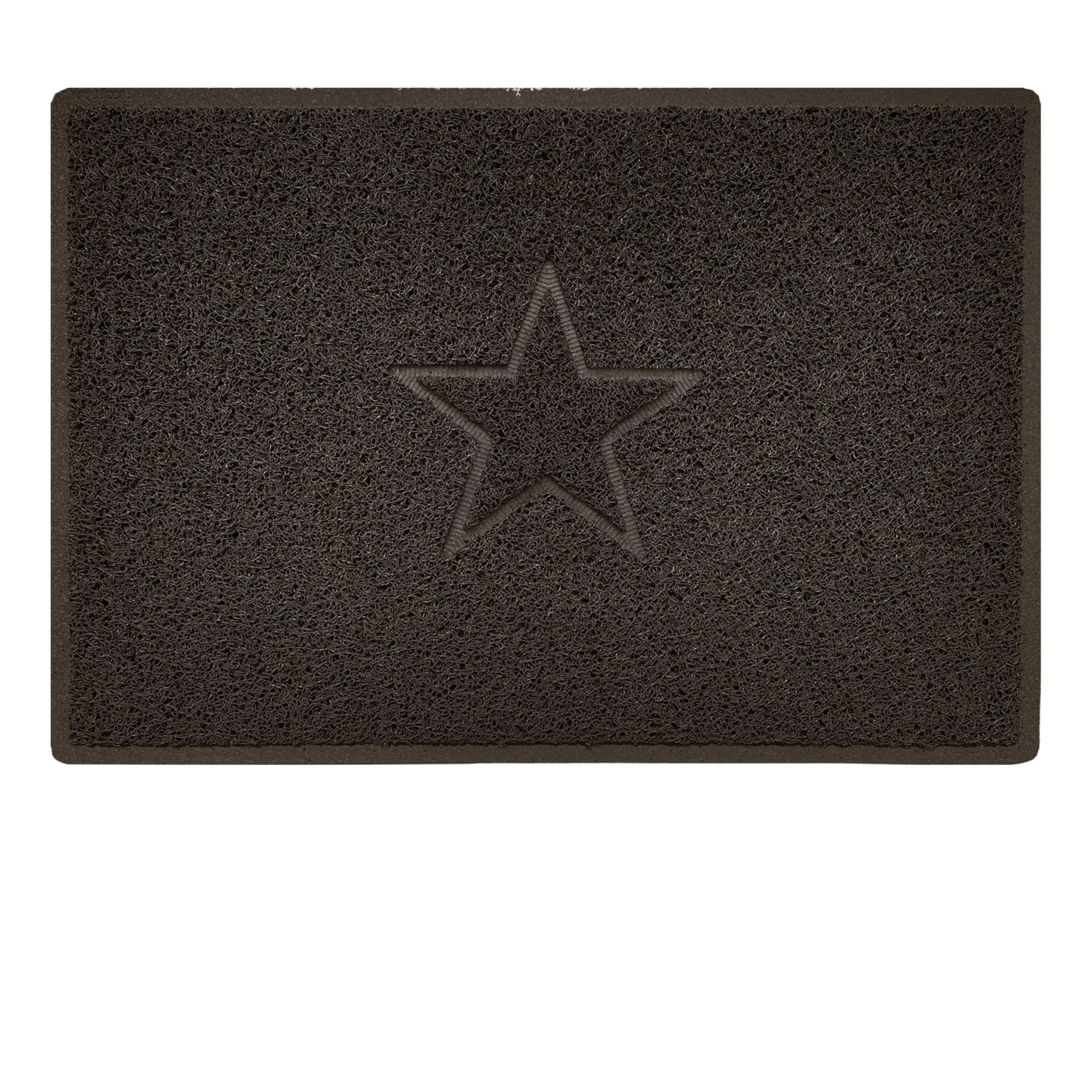Nicoman Star Shape Embossed Entrance Door Mat Non Slip Dirt Trapper PVC Spaghetti Mat with Rubber Base, Jet Washable Quick Drying Doormat Indoor or Outdoor - (Large, Brown, 90 x 60cm)