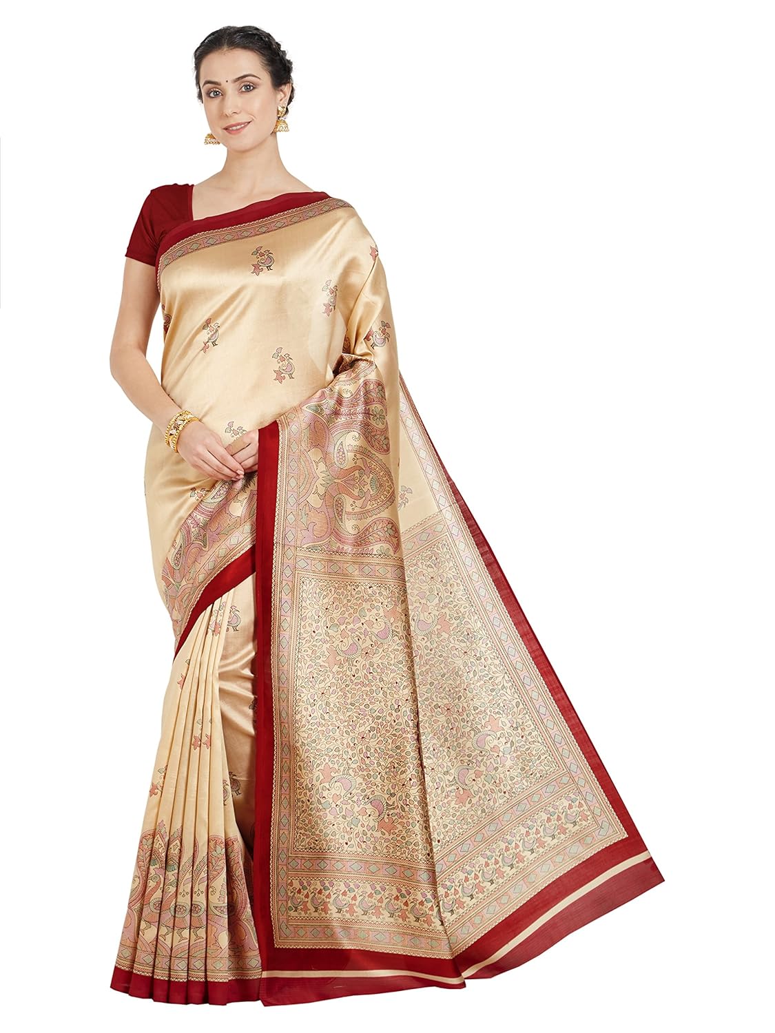 oomph! art silk saree with blouse piece