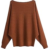 MAKARTHY Boat Neck Sweater Batwing Sleeves Dolman Knitted Sweaters and Pullovers Tops for Women