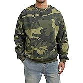 Anoumcy Men’s Crewneck Camo Sweatshirt Casual Pullover Long Sleeve Fleece Top Loose Graphic Print Streetwear for Fall Winter
