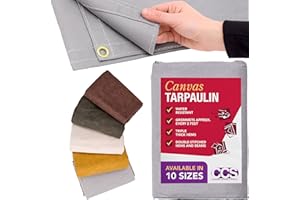 CCS Waterproof Canvas Tarp Cover – Heavy Duty Duck Cloth, Waxed Canvas Tarpaulin with Rustproof Brass Grommets for Camping, C