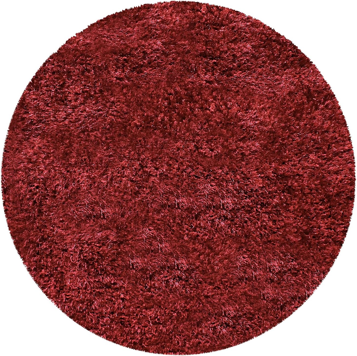 SUPERIOR Hand Woven Elegant and Soft Shag Area Rug (6'6" Round) - Burgundy