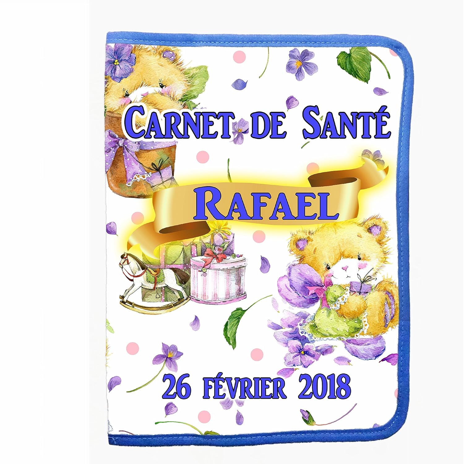 Protege Carnet De Sante Personnalise Prenom Date Naissance Bebe Ref 24 Cadeaux Et Souvenirs Pour Nouveau Ne Produits Handmade