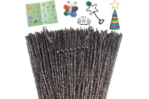 Giwrmu 100 Pieces Pipe Cleaners Chenille Stem, Glitter Grey Cleaners Craft, Fuzzy Sticks Craft Supplies, Colored Pipe Cleaner for Creative Handmade DIY Art Craft Project