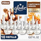 Glade PlugIns Refills Air Freshener, Scented and Essential Oils for Home and Bathroom, Cashmere Woods, 6.7 Fl Oz, 10 Count (Packaging May Vary)