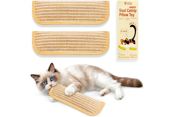 Cat Toys for Indoor Cats, Catnip Kicker Pillow Toys with Sisal, 8000mg Organic Catnip Cat Kicker Toy for Scratching, Chewing