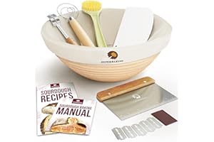 Superbaking Banneton Bread Proofing Basket, Sourdough Bread Baking Supplies, Round 9 Inch Sourdough Starter Kit, Proofing Bas