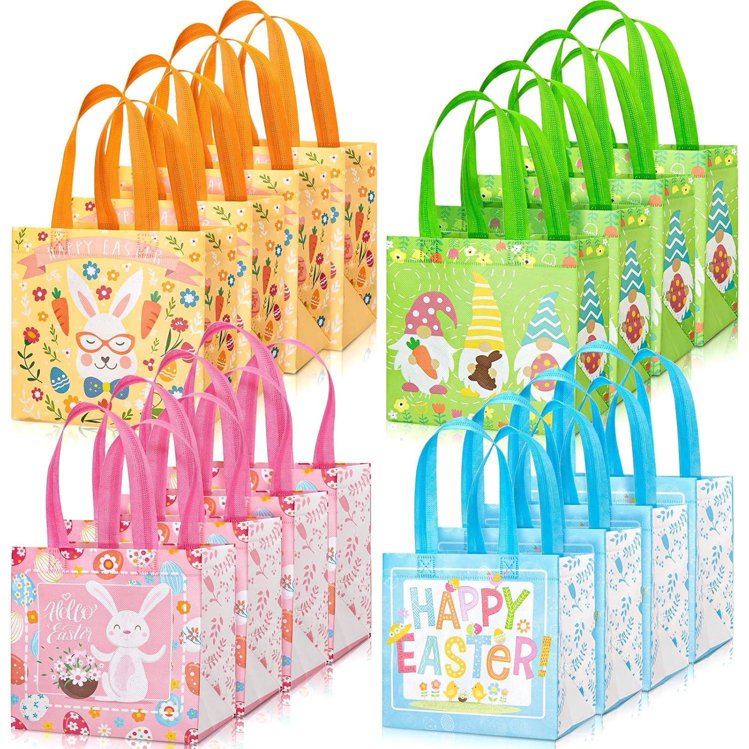 Whaline Easter NonWoven Bags Large Tote Bags with Handles Reusable
