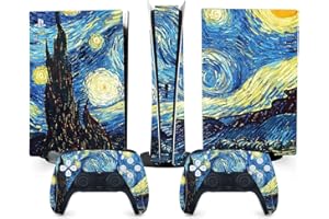 TANOKAY PS5 Console Skin and Controller Skin Set | Painting Starry Night Van Gogh | Matte Finish Vinyl Wrap Sticker Full Decal Skins | Compatible with Sony PlayStation 5 Digital Edition