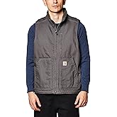 Carhartt Men's Loose Fit Washed Duck Sherpa-Lined Mock-Neck Vest