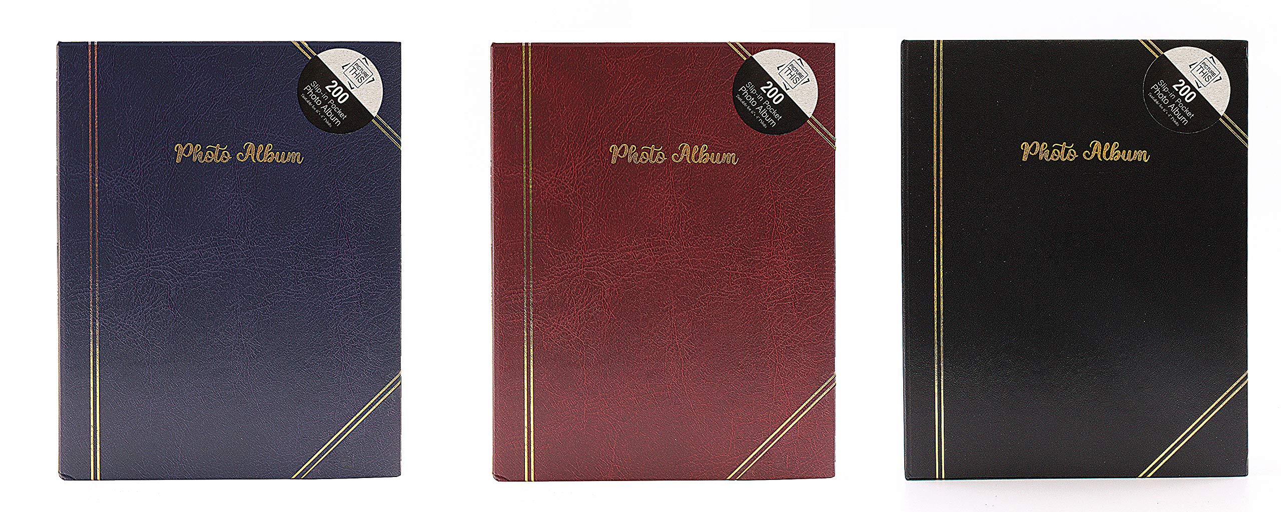 Picture This Photo Album - 200 Slip in Pockets Red, Black, Blue - 4" x 6", 7531