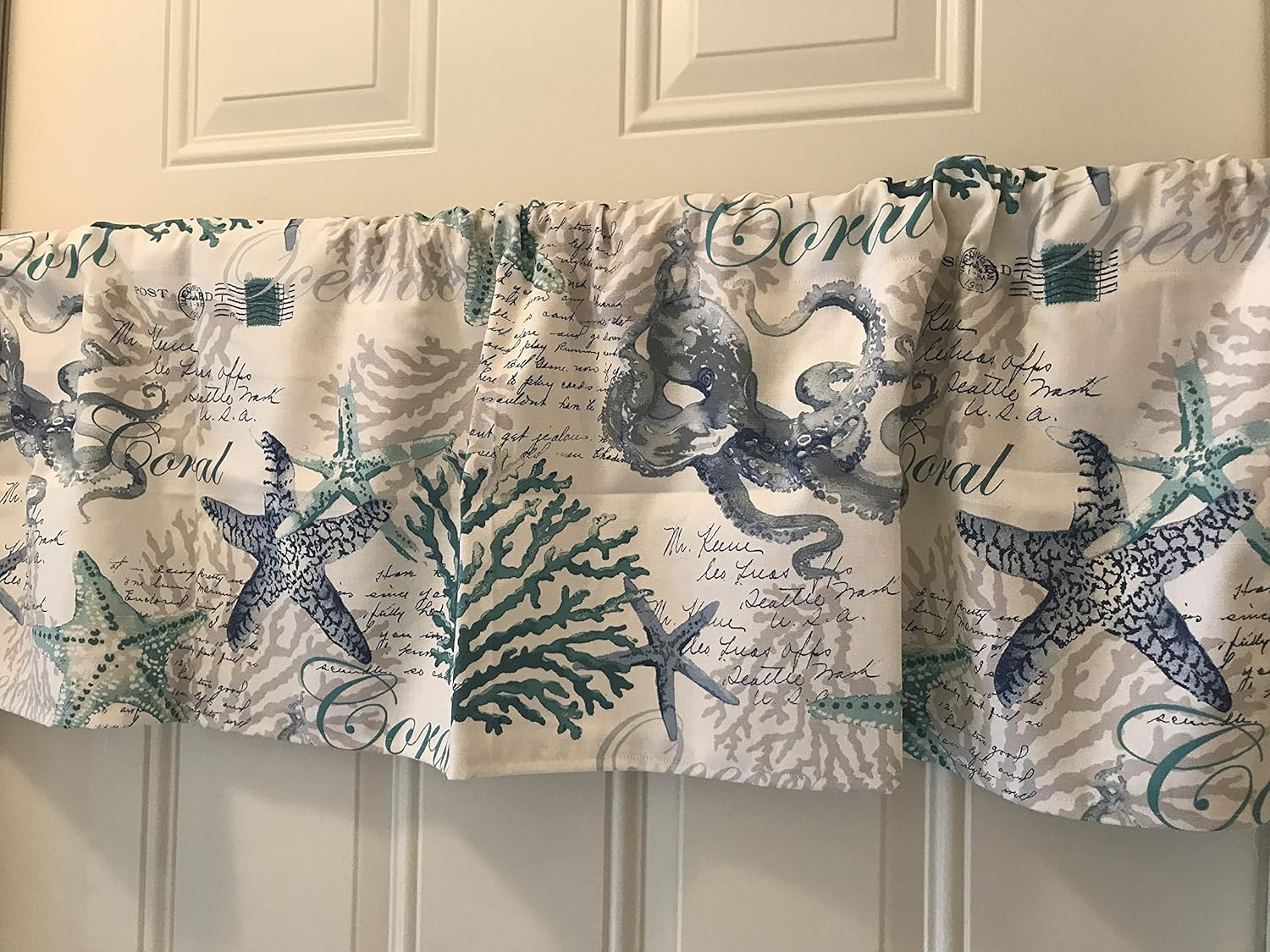 Amazon Com Nautical Beach House Star Fish Curtain Valance Handmade