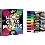 Liquid Chalk Markers - 8 Vibrant colors, erasable, non-toxic, water-based, reversible tips, bright colors for kids & adults f