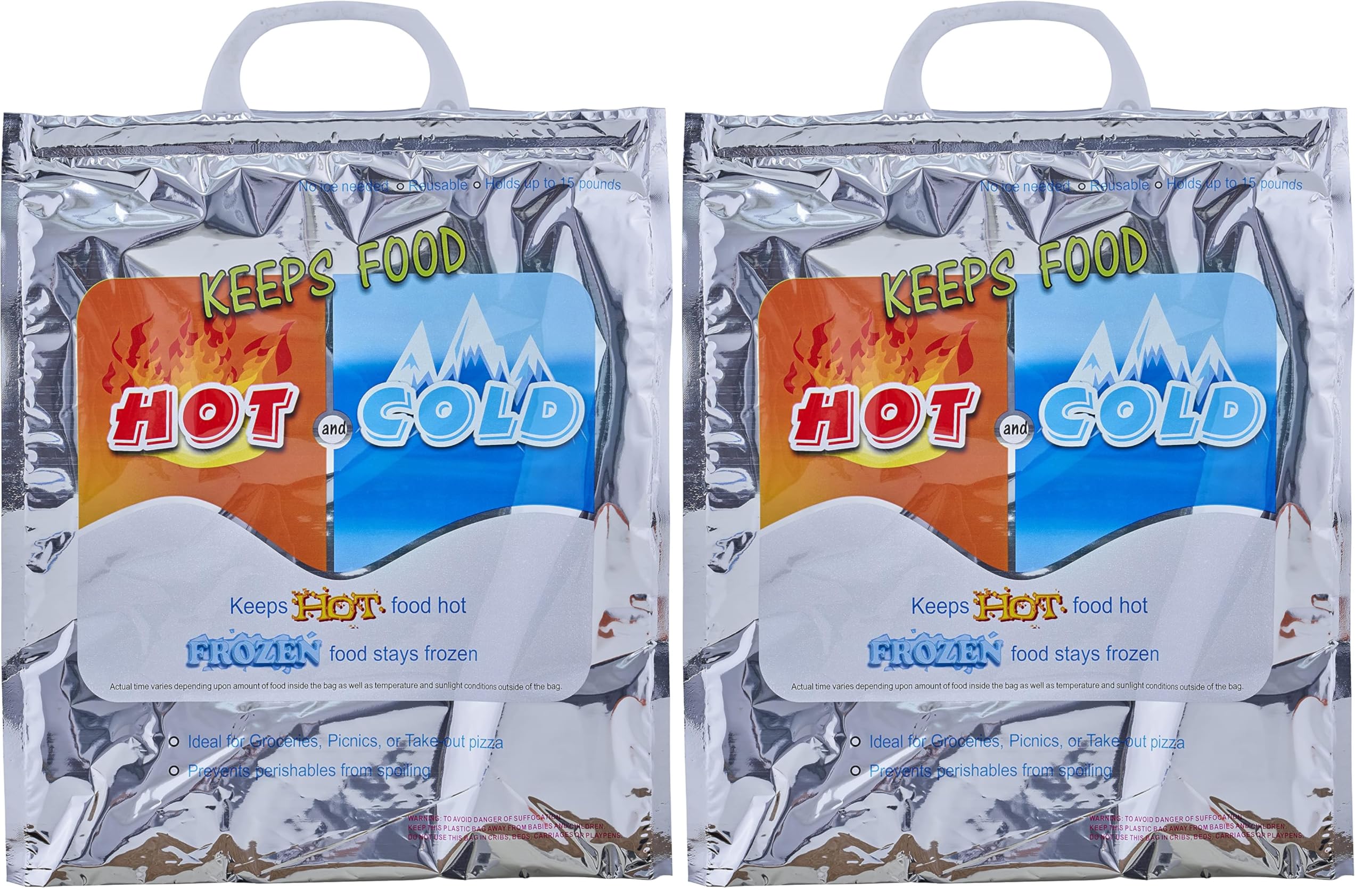 Superio Hot and Cold Insulated Bags for Food Delivery, Grocery Shopping Bags, Food Storage for Hot and Frozen Food for Travel, Disposable Cooler Bag, Reinforced Thermal Lunch Bag (1, 12″x13.5″)