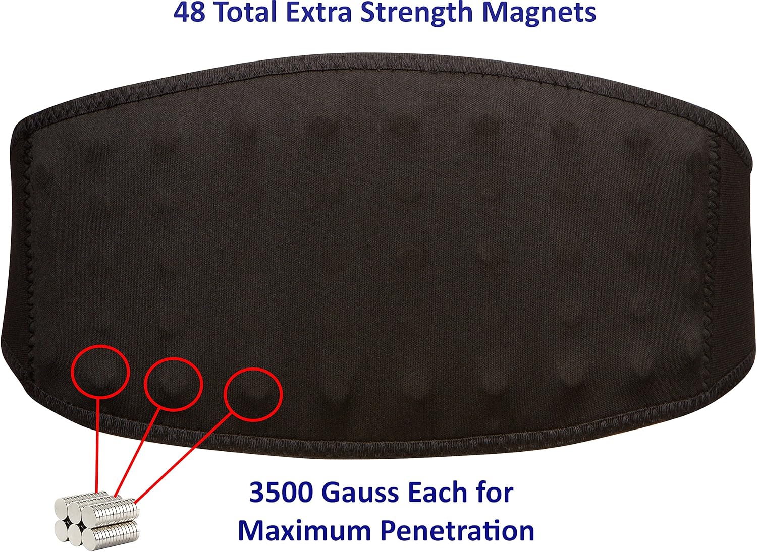 Extra Strength Magnetic Therapy Back & Waist Wrap Belt, 48 High Power Magnets for Lower Back and Hip Pain Relief (Large, 50" Length): Health & Personal Care