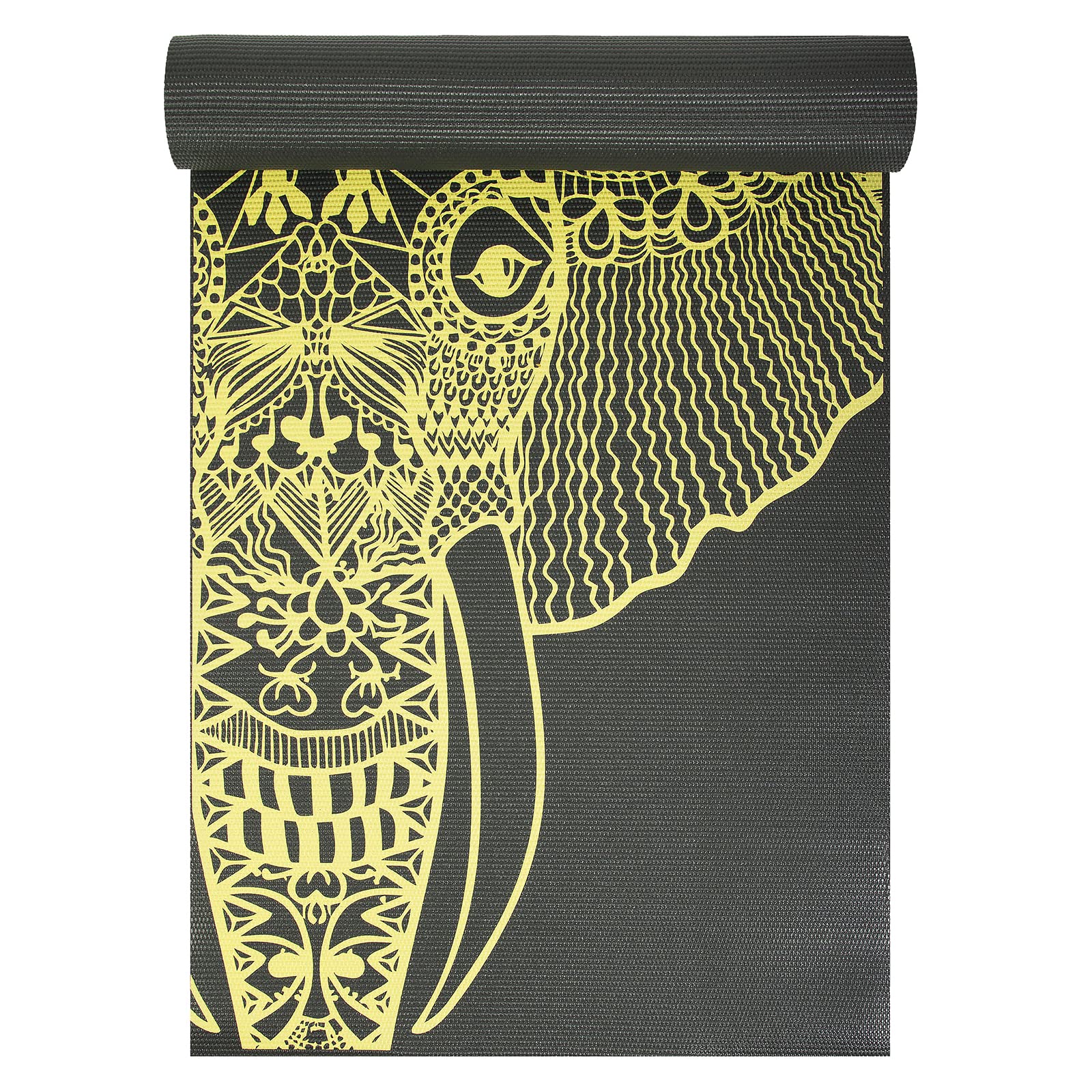 Yoga Studio Designed Sticky Yoga Mat | Oeko-Tex Tear Proof Non-Slip | Workout Exercise Gym Fitness Mandala Yoga & Pilates Mat | 183cm x 61cm x 6mm - Grey Mandala Elephant