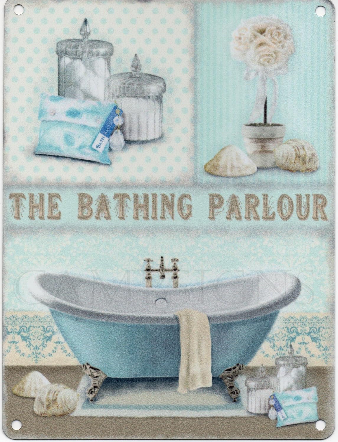 Original Metal Sign The Co. Bathroom Metal Sign, grey|green|blue