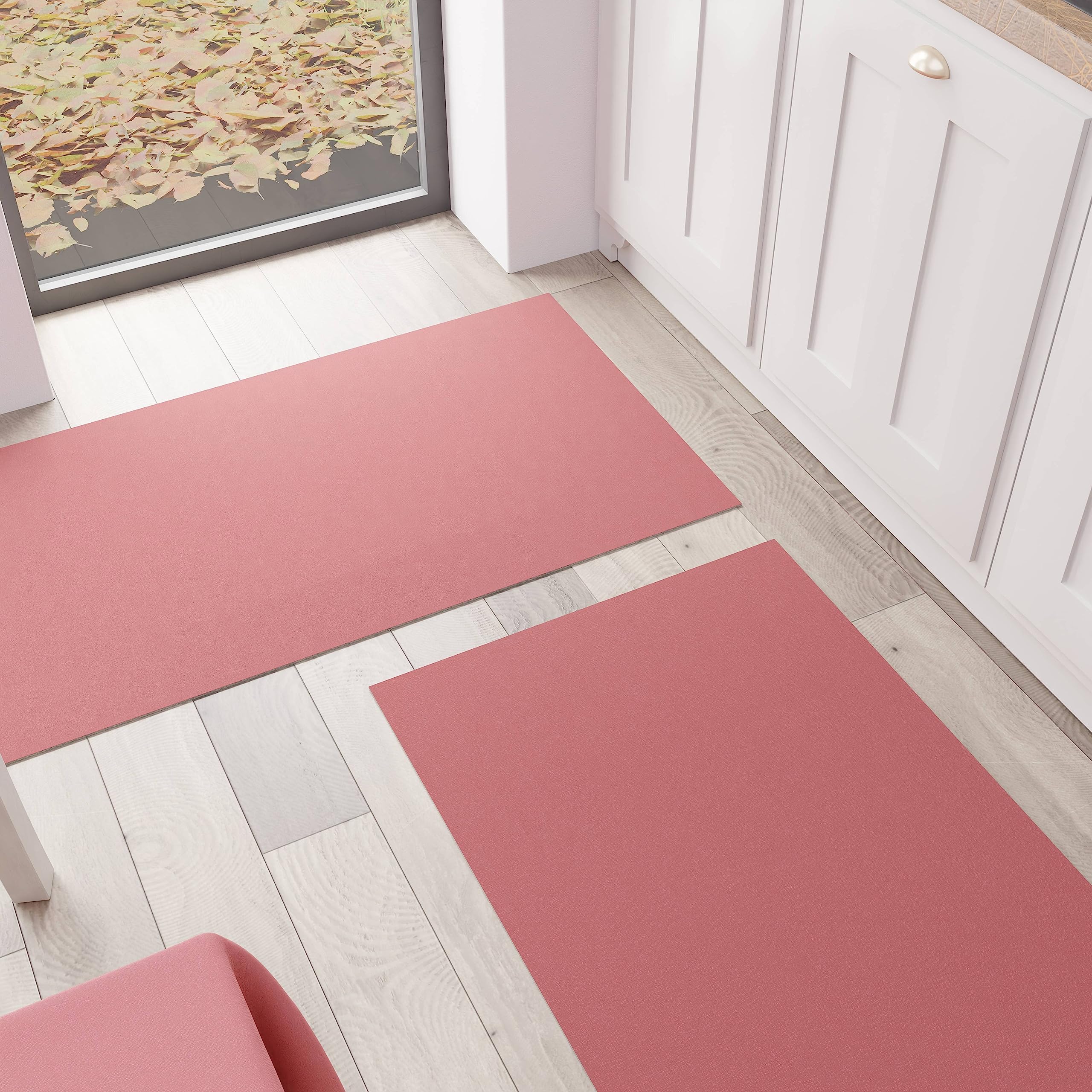 PETTI Artigiani Italiani - Kitchen Rug, Runner, Kitchen Rug, Washable, Non-Slip, Rug Runner, Kitchen Rug, Solid Colour, 52 x 380 cm, Coral, 100% Made in Italy