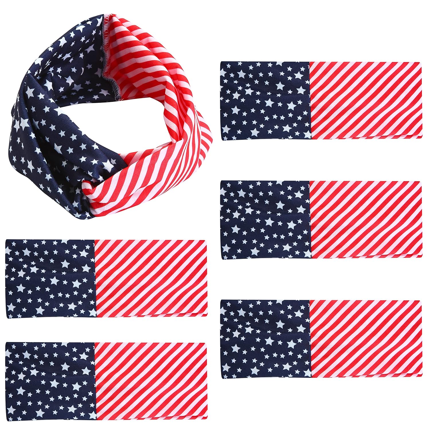 JOYIN 6 Pcs Patriotic Headband American Flag Headbands for 4th of July Celebration, USA Red White and Blue Headband, Independence Day, Memorial Day, Patriotic Party Accessories: Beauty