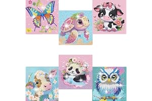 ZHUDENGXJL 6 Packs Diamond Art Painting Kits for Kids Animal, DIY Diamond Art Mosaic Kits for Kids Ages 6-12 Beginner Gem Art and Arts and Crafts Home Wall Decor 6x6 Inch