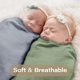 Moonkie Muslin Swaddle Blanket 47x47 Inches 4 Pack Light Sea Green Beige view 4