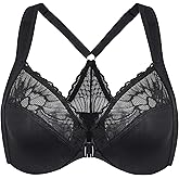 AISILIN Women's Front Closure Bras Racerback Plus Size Full Coverage Unlined Underwire