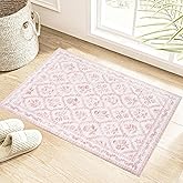 Pink Kitchen Rugs 2x3 Boho Floral Washable Area Rug Ideal Entryway Rug Indoor Door Mat for Entrance, Non Slip Vintage Farmhou