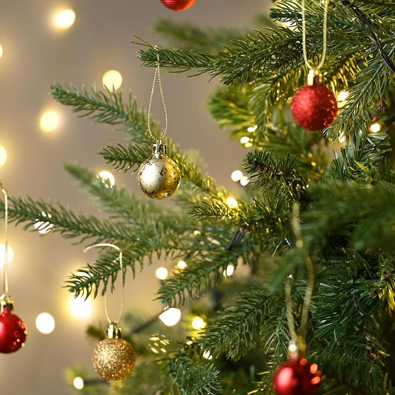 49pcs 3cm Boules de Noël, Décoration d'ornements de Boule de Noël Rouge et Dorée Incassable, Décoration Boule De Sapin De Noël, Paillette Mat Brillant, Emballage en Carton Kraft — photo 4 sur 6