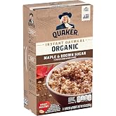 Quaker Organic Instant Oatmeal, Maple &amp; Brown Sugar, Breakfast Cereal, 1.44 Oz (Pack of 8)