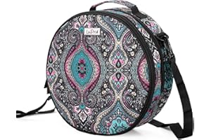 LoDrid Embroidery Bag, Double-Layer Round Embroidery Project Storage Bag for Storing Embroidery Kits and Cross Stitch Kits, with Handle and Shoulder Strap, Totem, Bag Only