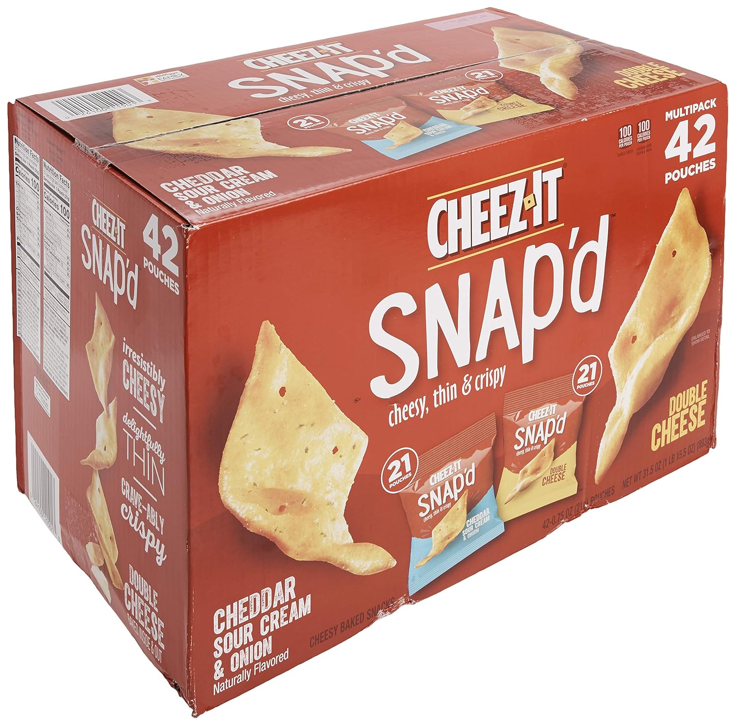 CheezeIt Snap'd Cheesy Baked Snacks Multipack 42Count 0.75