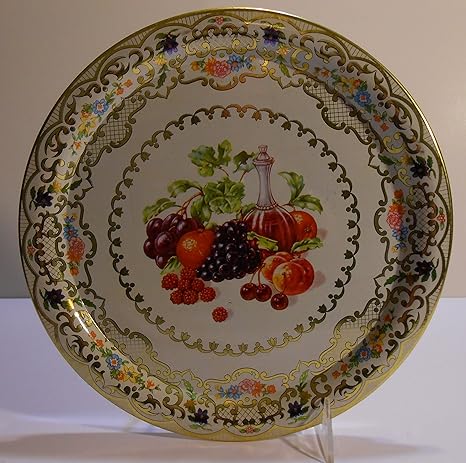Daher Decorated Ware Tin Serving Plate Fruits And Wine Style 825