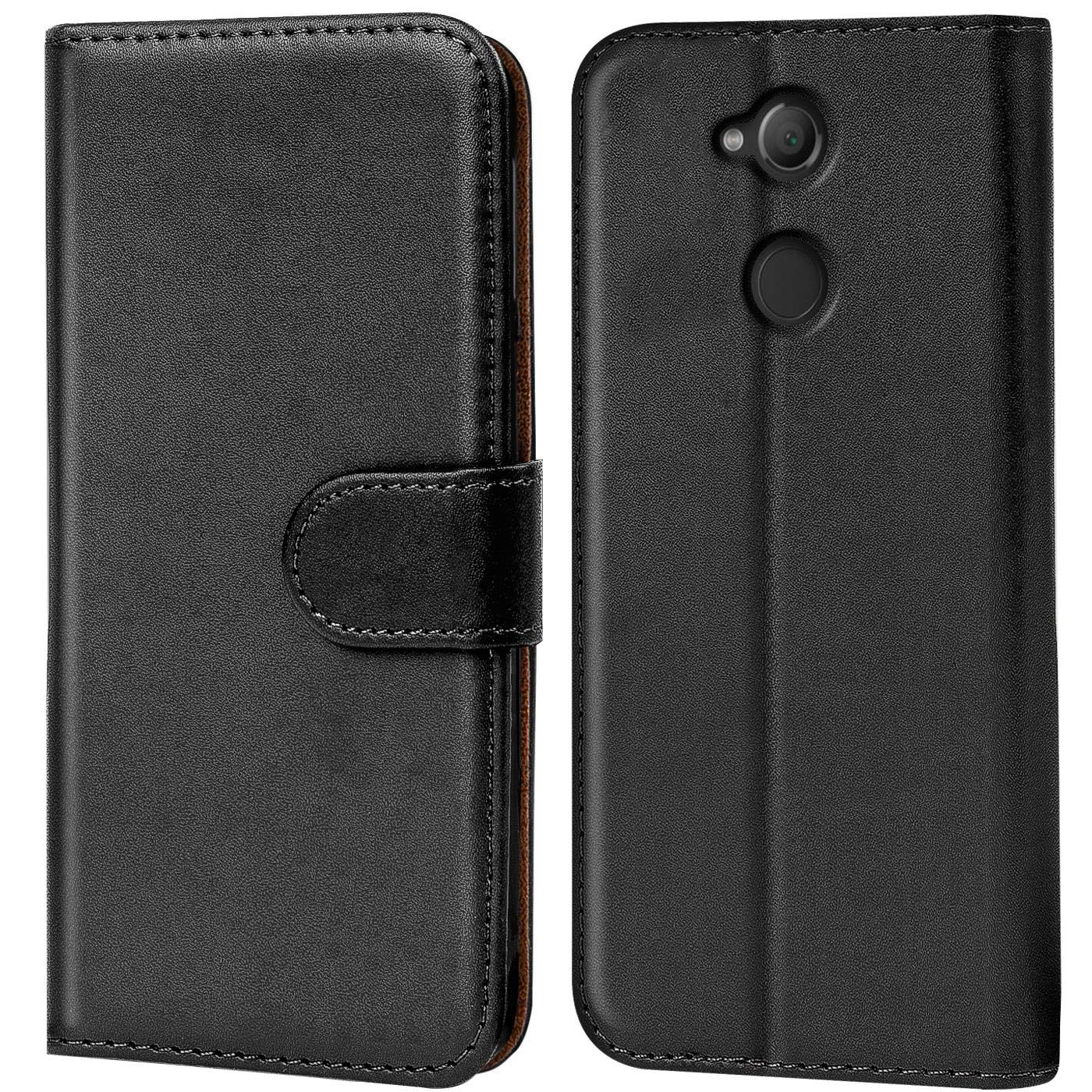 Verco Wallet Case for Sony Xperia XA2 Book Cover with Magnetic Closure compatible with Xperia XA2 Flip Case with Card Slots Faux Leather - Black