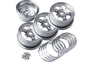 GTBRacing Aluminum Alloy Front Rear Wheel Hubs & Rings Set for 1/5 RC Car Losi 5ive-t 5t (Front+Rear+Rings)