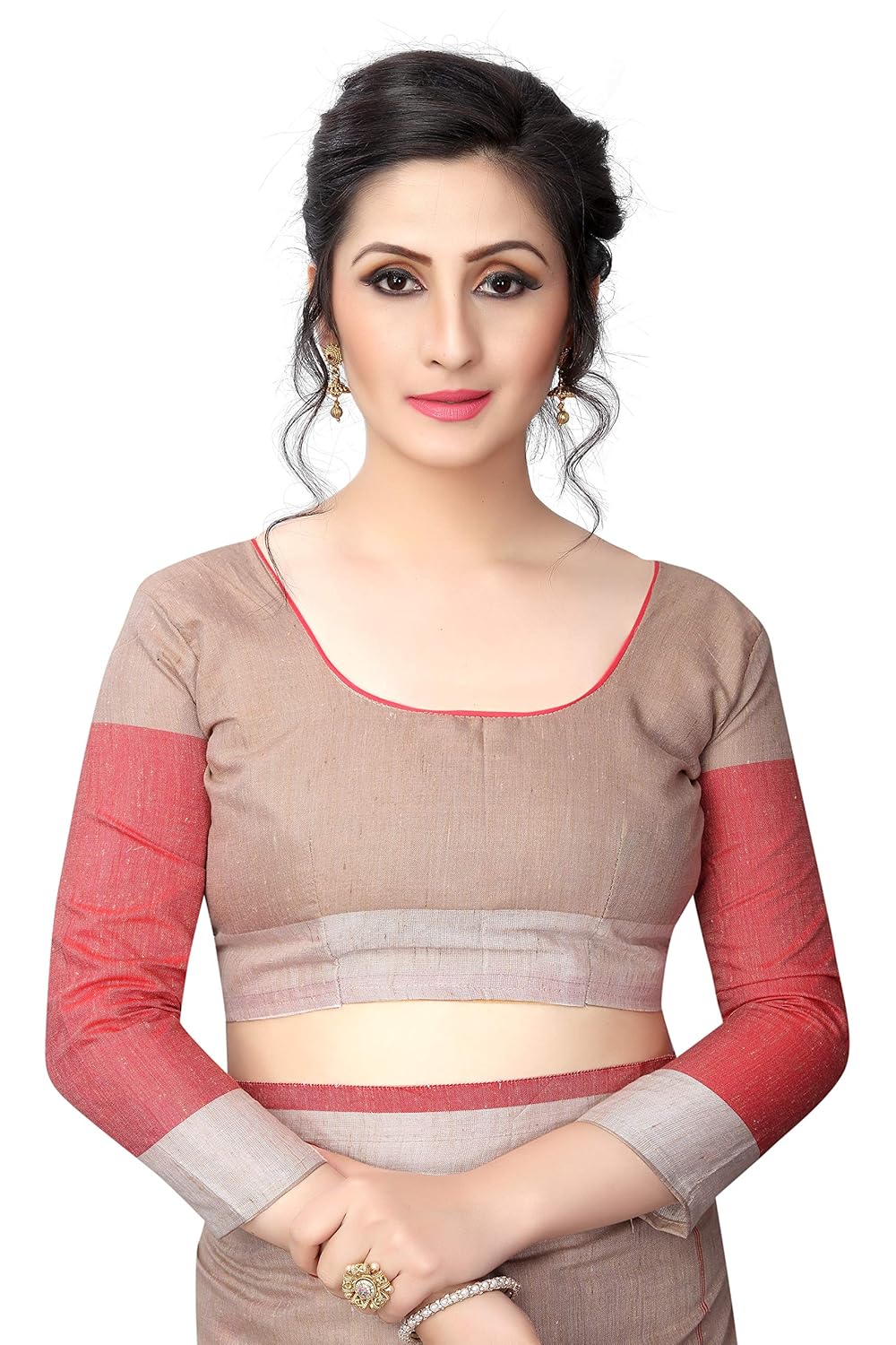 perfectblue women's linen saree with blouse piece (bhavik9alinenvariation)