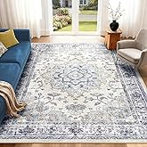 CAPALOCA Machine Washable Rugs Nursery Rug 5x7 Cute Girl Non Slip Low Pile Water Repellent Soft Print Pattern for Bedroom Indoor Decor Kids Playroom Bluewhite